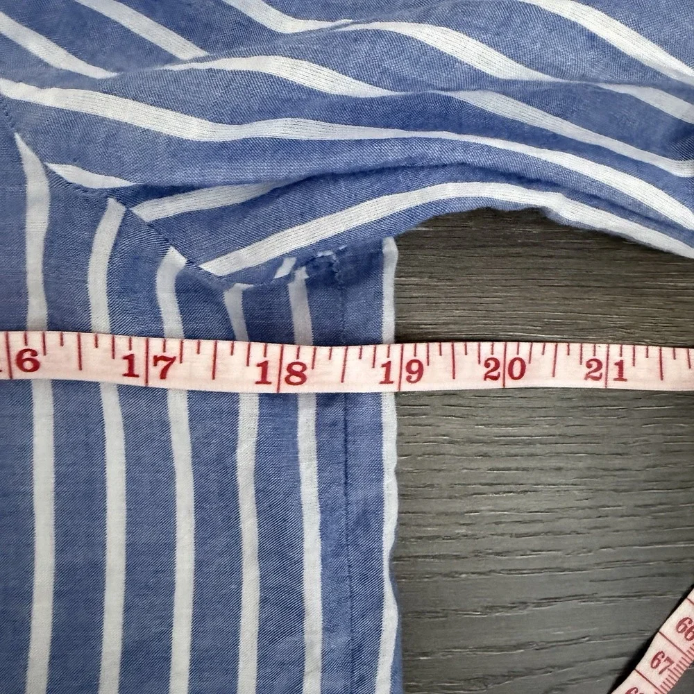 J.Crew Womens Top XS Blue Stripes Tie Hem Blouse Coastal‎ Prep Nautical Boho